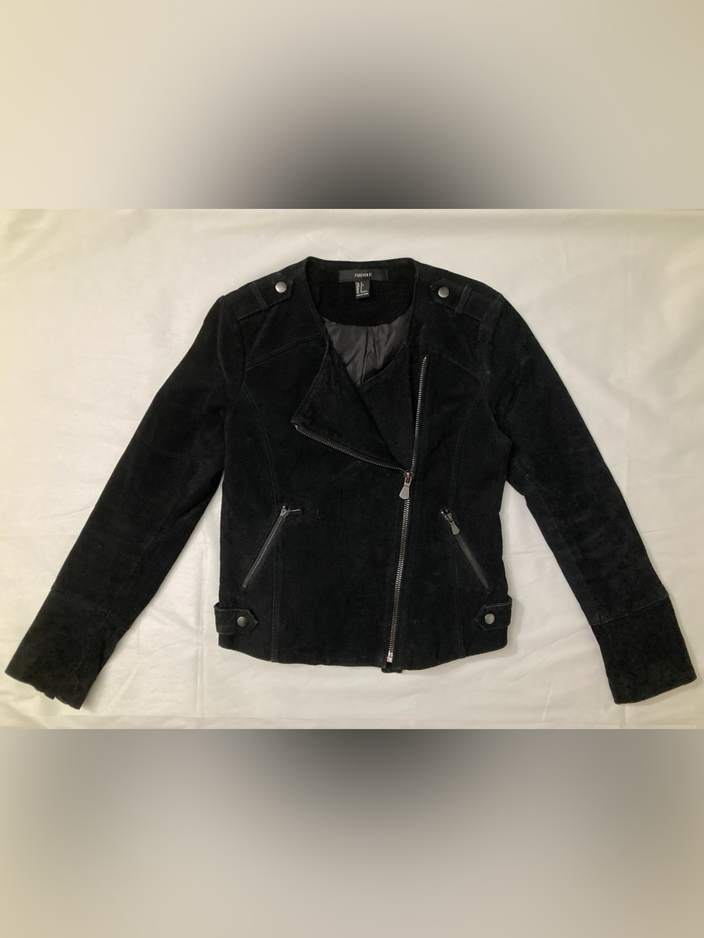 Forever 21 Suede Moto Jacket - Black